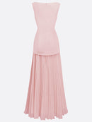 Women's Sleeveless Maxi Dress with Flowing Pleats – Elegant Bridesmaid Gown