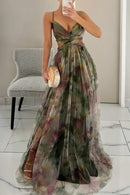 Women's Floral Flowing Maxi Dress – Sleeveless Elegant Wedding Guest Dress