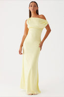 Solid Maxi Dress with Asymmetric Neckline