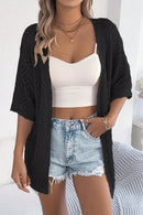 Women's Loose Fit Open-Front Short Sleeve Knitted Cardigan – Casual Layering Top