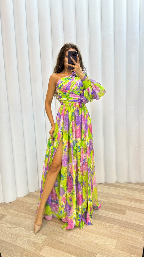 Women’s Floral Off Shoulder Summer Dress - Elegant Flowy Event Gown
