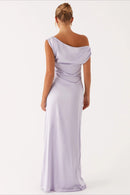 Solid Maxi Dress with Asymmetric Neckline