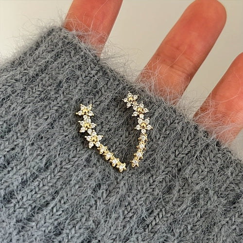 Women's Sparkly Floral And Star Ear Cuffs – Elegant Statement Jewelry