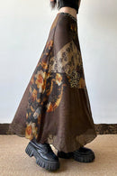 Abstract Print Contrast Waist Sheer Skirt