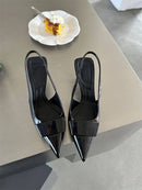 Women's Square Buckle Pointed Toe Stiletto Mid Heel Sandals – Elegant Heels