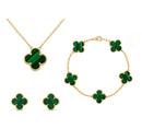 Women's Clover Style 3-In-1 Jewelry Set – Luxury Necklace Bracelet Earrings