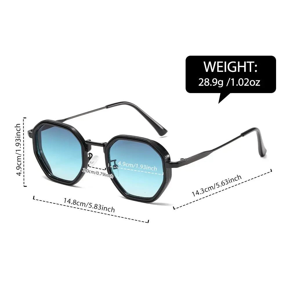 Vintage Style Polygonal Metal Sunglasses With Brown Lenses – Retro