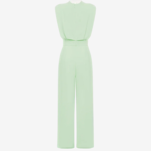 Women's High Neck Sleeveless Belted Jumpsuit – Tailored Formal Wear