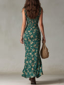 Women's Boho Ruffled Sleeve Maxi Dress – High Slit Summer Dress