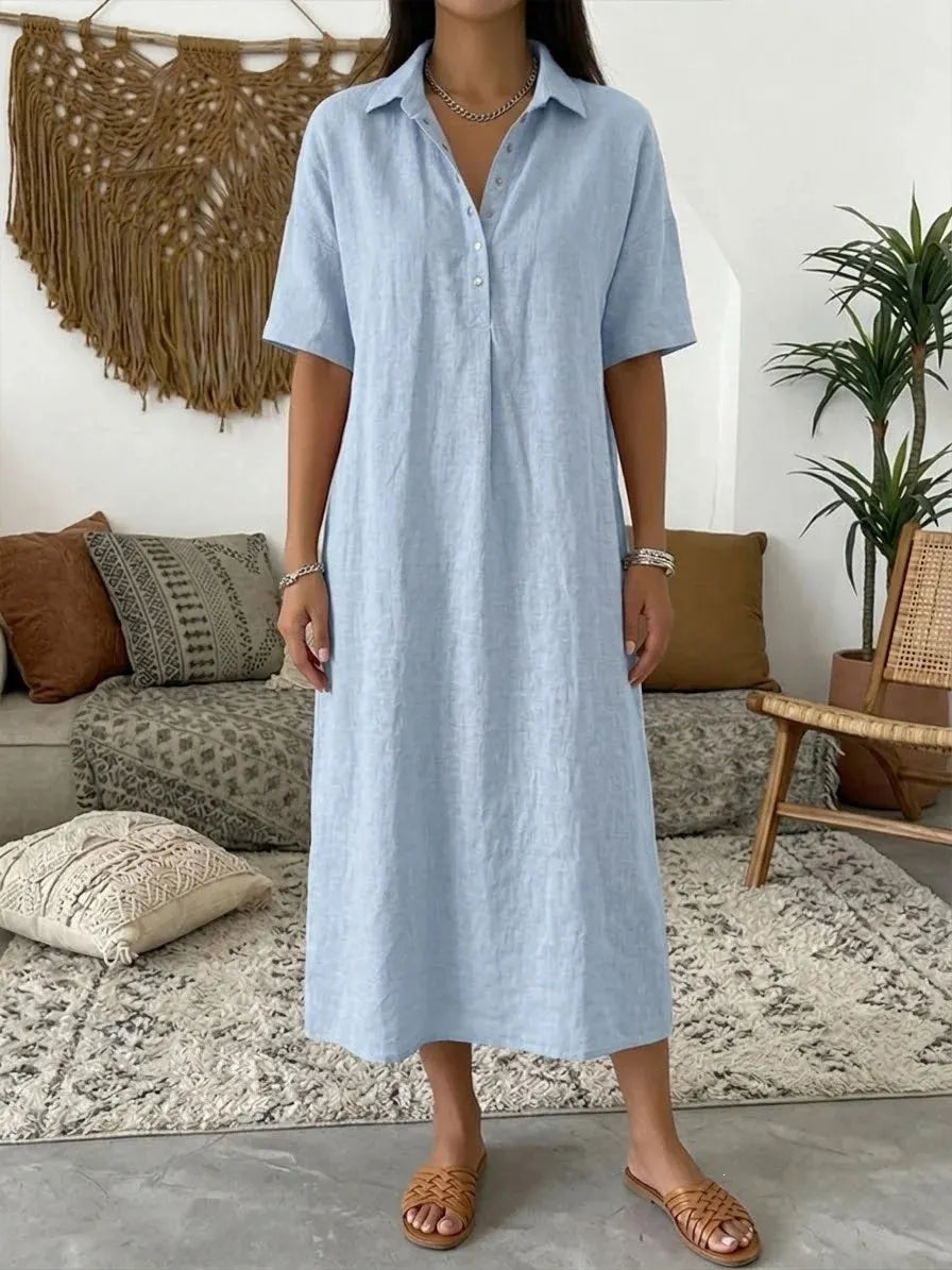Cotton-Linen Polo Dress