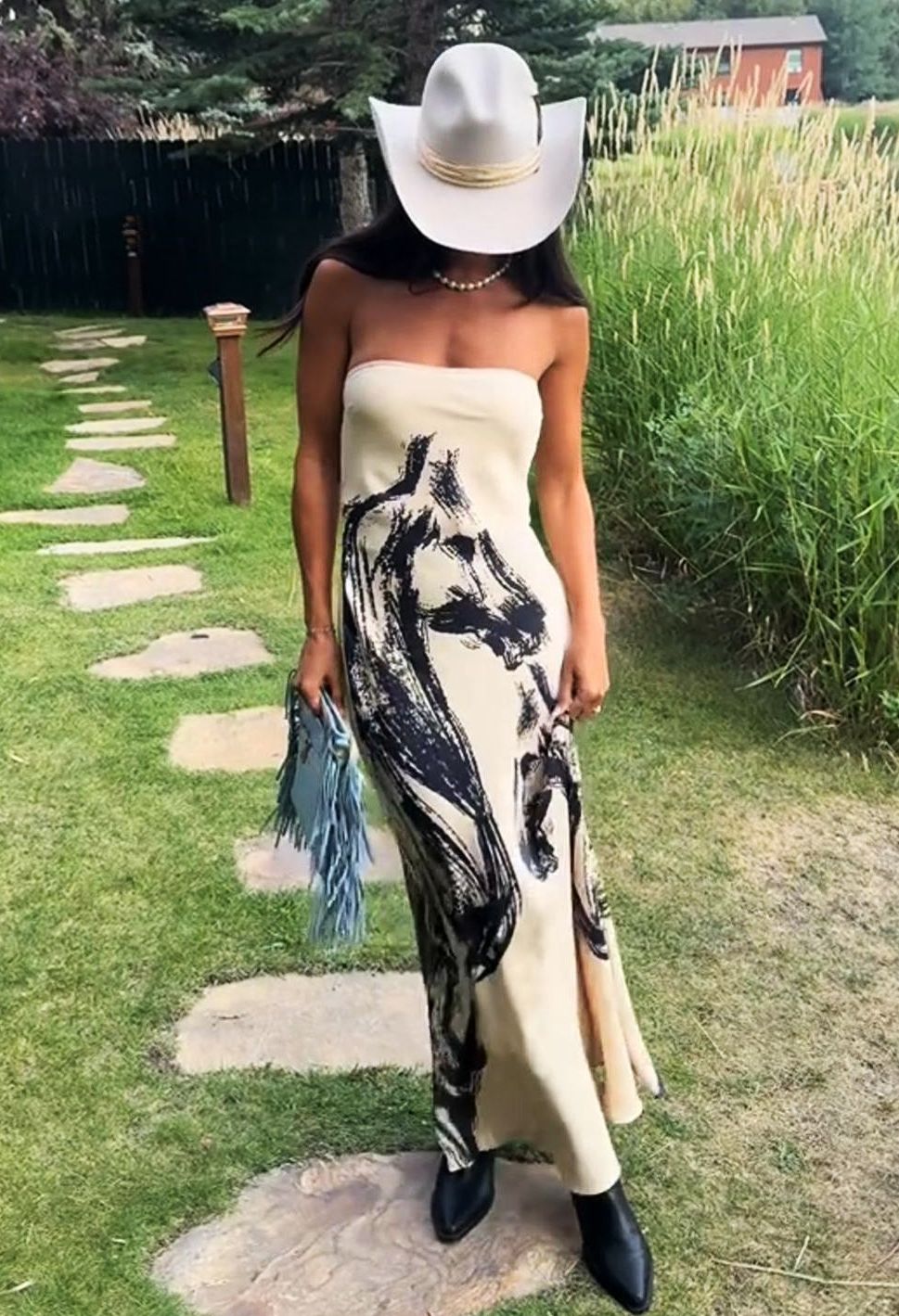 Women's Elegant Maxi Tube Dress With Horse Print – Strapless Dress