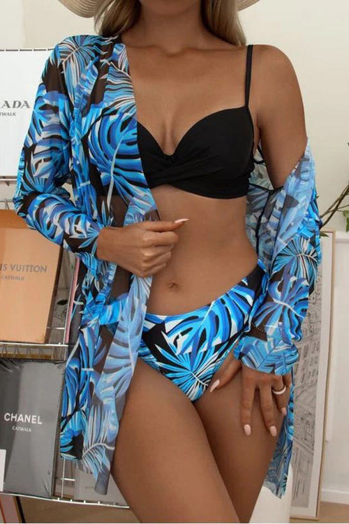 Rosalía® | Tropical Print Wrap Underwire Bikini With Cover-Up