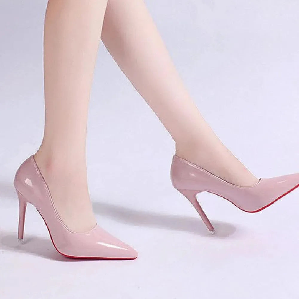 Womens Shiny Leather High Heel Stilettos – Elegant Evening Pumps