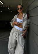 Women's Neutral Tone Loose Fit Tracksuit Set – Casual Lounge Outfit