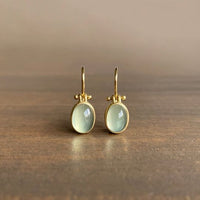 Vintage Green Moonstone Earrings – Elegant Boho Gemstone Drop Jewelry