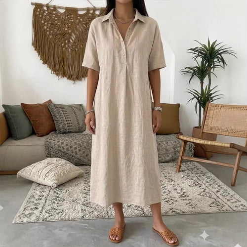 Cotton-Linen Polo Dress