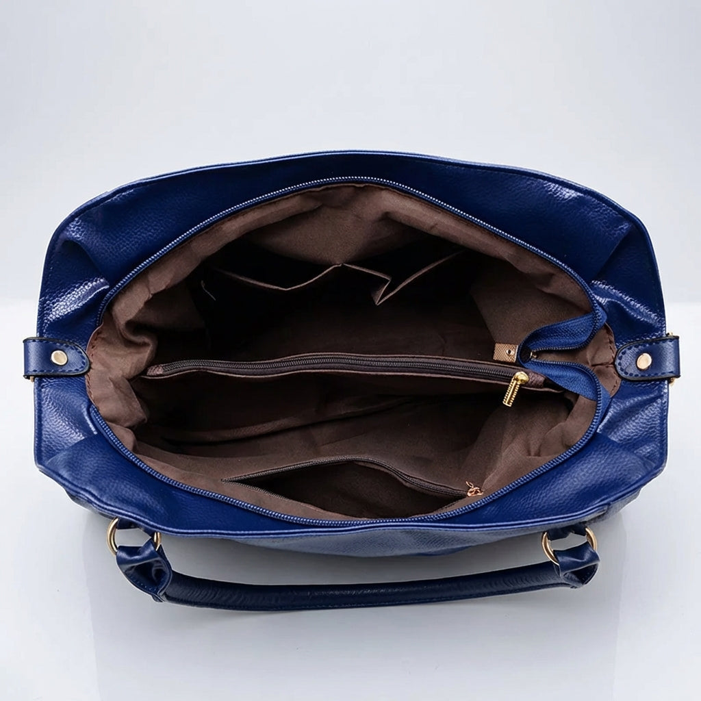 Women's Wide Leather Handbag With Long Strap – Stylish Shoulder Bag