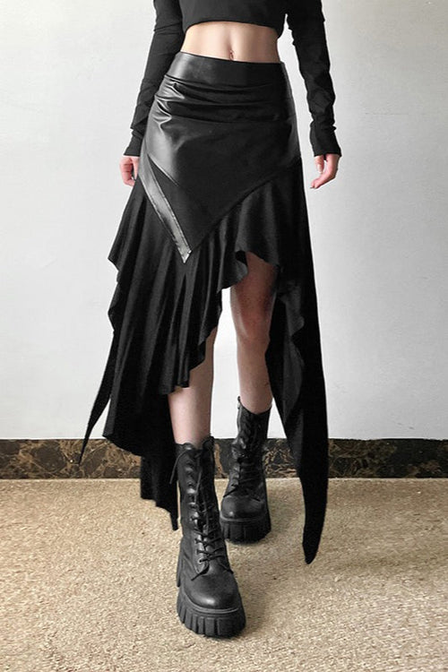 American Retro Ruffle Panel Bodycon Skirt