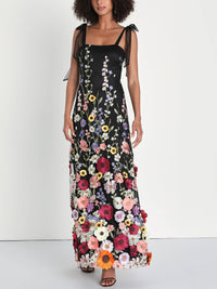 Women's Elegant 3D Embroidered Floral Maxi Dress – Luxury Evening Dress