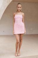 3D Floral Strapless Bodycon Party Dress