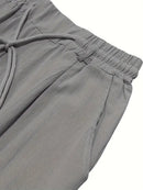Men's Wide-Leg Linen Trousers – Drawstring Casual Summer Pants