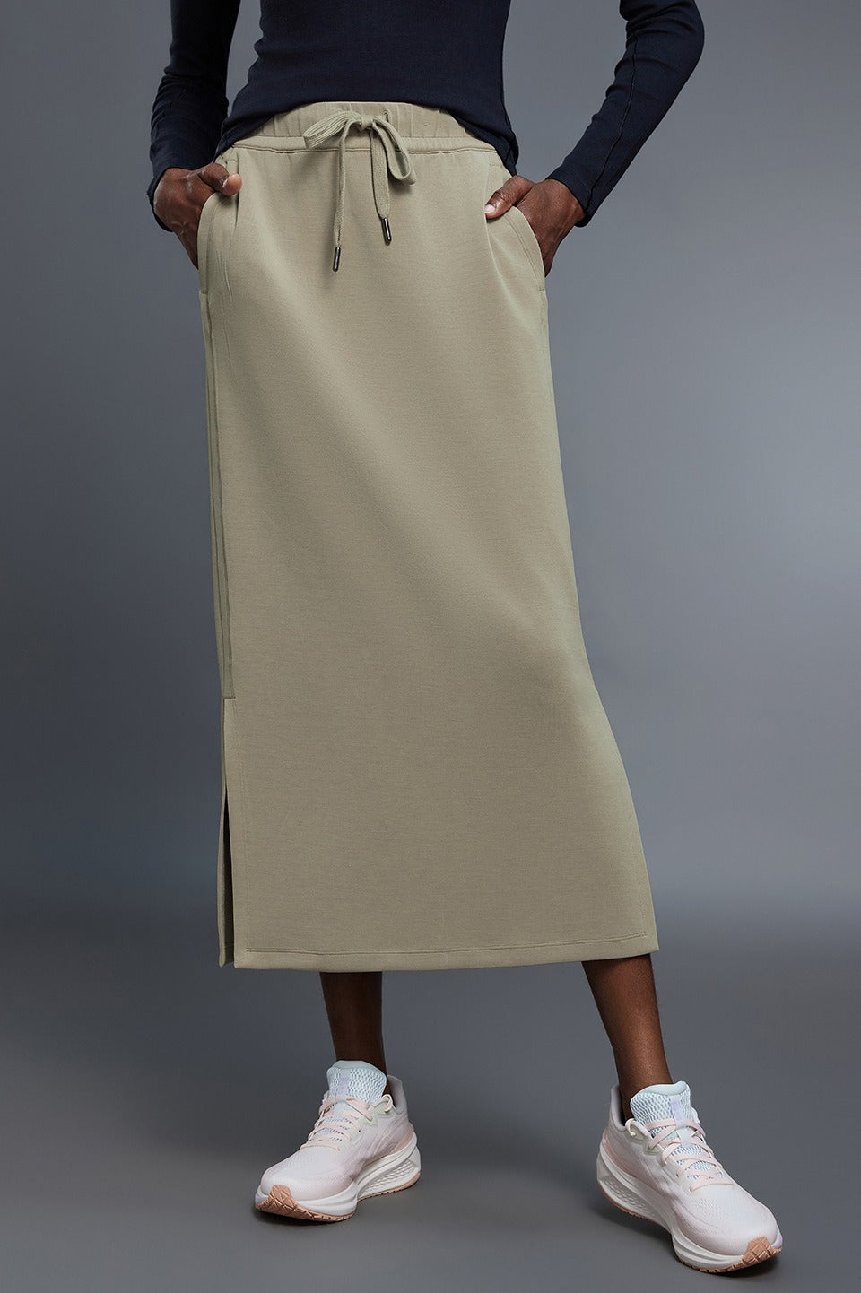 High Waist Split Straight Bodycon Midi Skirt