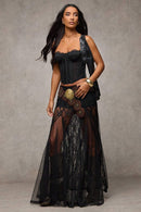 Low Waist Lace Trim Bodycon Pencil Skirt