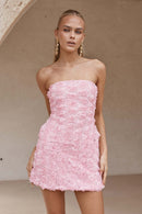 3D Floral Strapless Bodycon Party Dress