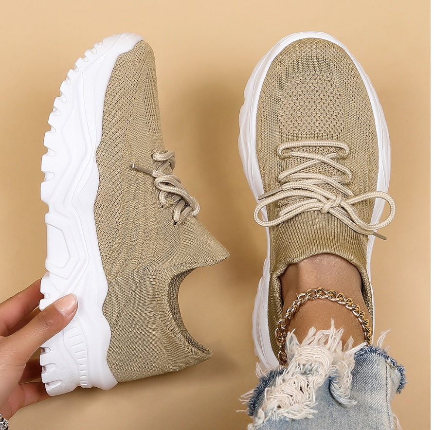 Women's Orthopedic White Lace-Up Sneakers – Comfortable Support Everyday Shoes