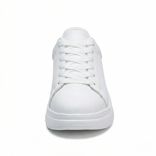 Women's White Textile Lace-Up Sneakers – Orthopedic Casual Comfort Trainers