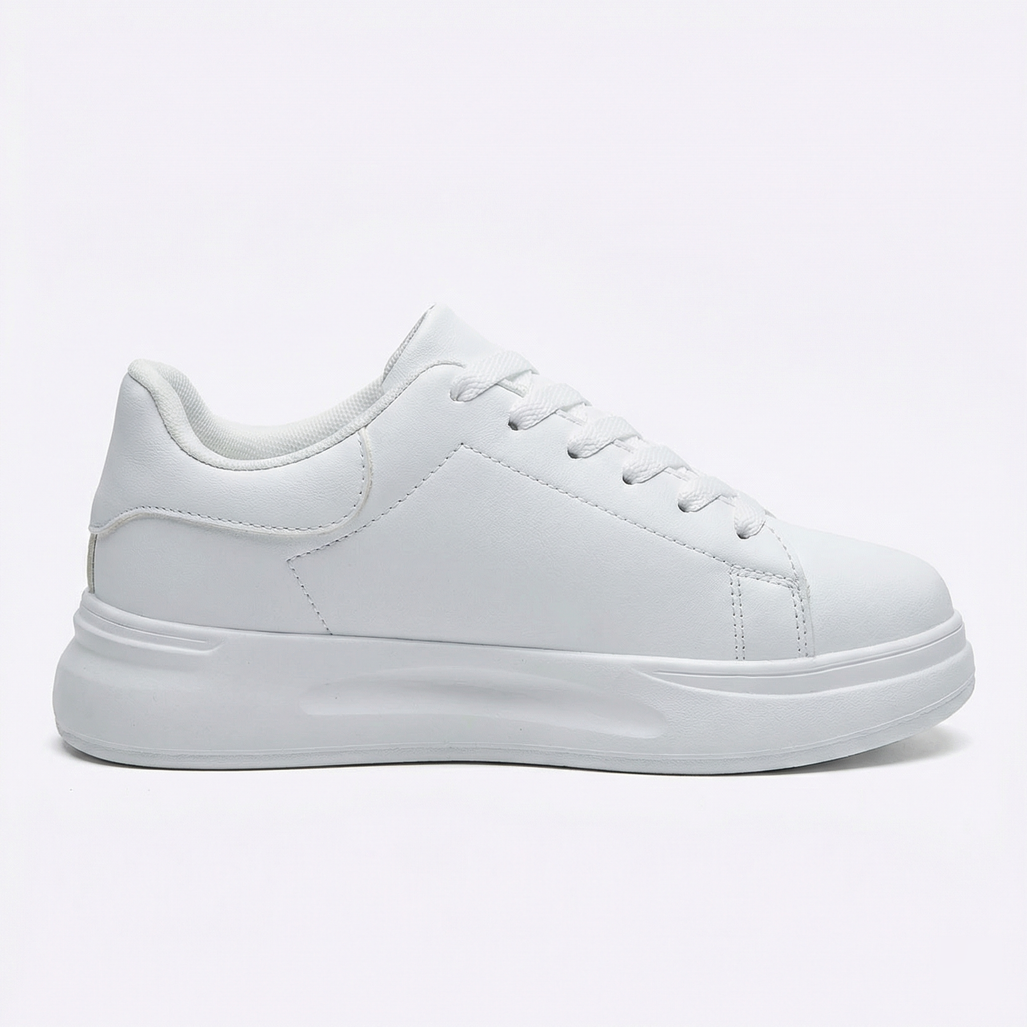 Women's White Textile Lace-Up Sneakers – Orthopedic Casual Comfort Trainers