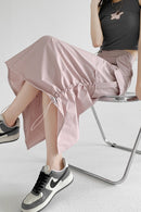 A-Line Gray Vintage Cargo High Slit Skirt