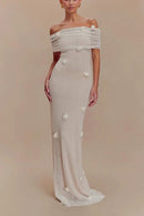 3D Floral Off-Shoulder Maxi Birthday Dress