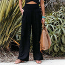 Women's High-Waisted Linen Wide-Leg Pants – Breathable Casual Summer Trousers