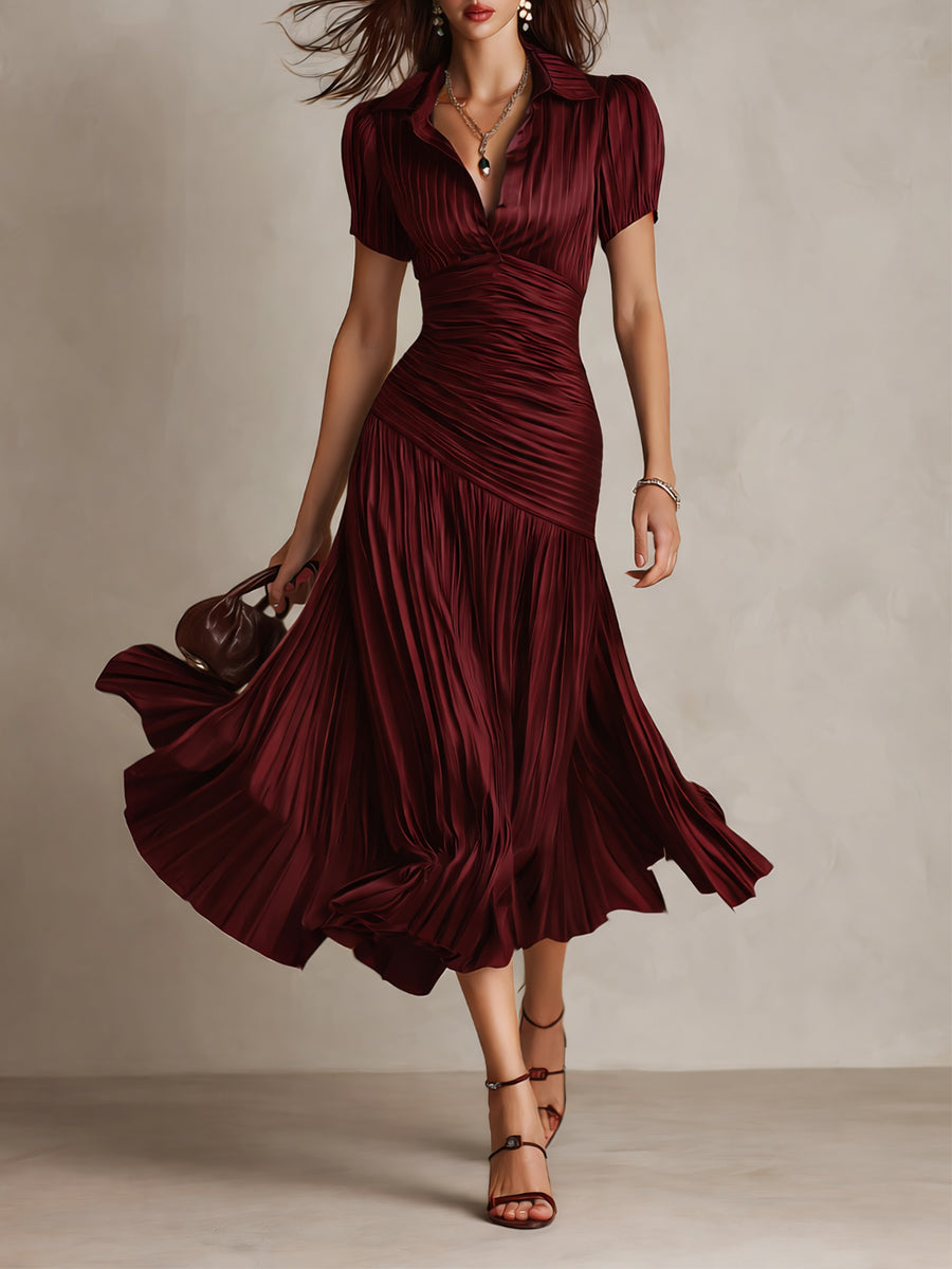 Adriana Retro Striped Satin Midi Dress: Flattering Style for Evening Events 2
