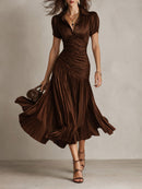 Adriana Retro Striped Satin Midi Dress: Flattering Style for Evening Events 3