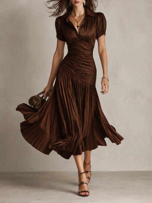 Adriana Retro Striped Satin Midi Dress: Flattering Style for Evening Events 3