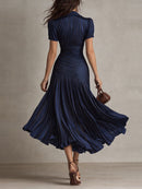 Adriana Retro Striped Satin Midi Dress: Flattering Style for Evening Events 6