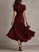 Adriana Retro Striped Satin Midi Dress: Flattering Style for Evening Events 8