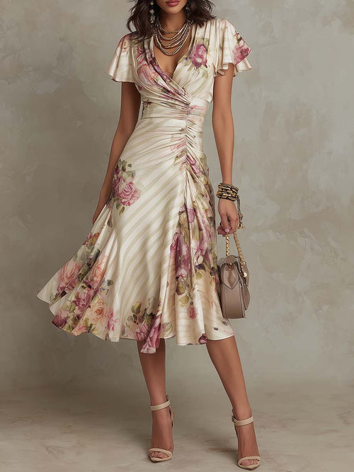Alba: Elegant Floral Midi Dress for Special Occasions 0