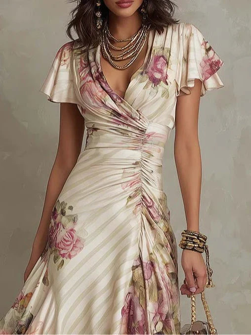 Alba: Elegant Floral Midi Dress for Special Occasions