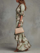 Asymmetric V-Neck Green Satin Dress: Effortless Elegance for Any Occasion 1