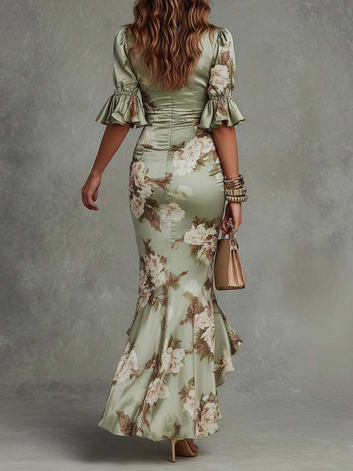 Asymmetric V-Neck Green Satin Dress: Effortless Elegance for Any Occasion 2
