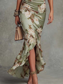 Asymmetric V-Neck Green Satin Dress: Effortless Elegance for Any Occasion 4