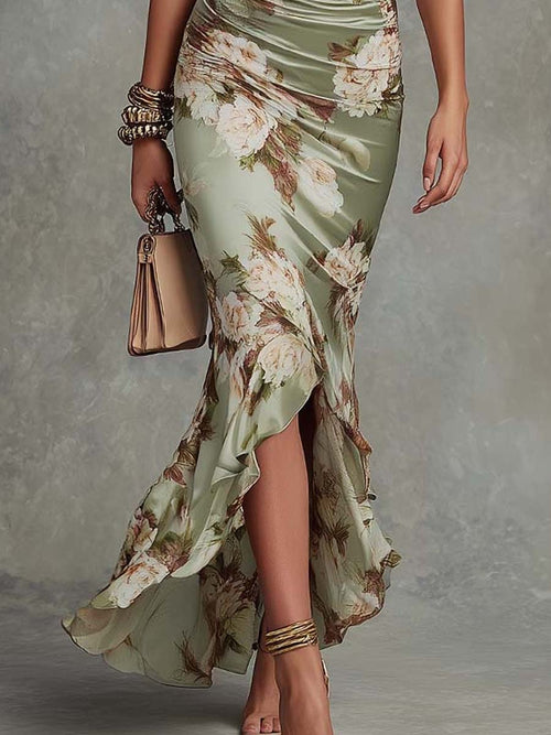 Asymmetric V-Neck Green Satin Dress: Effortless Elegance for Any Occasion 4