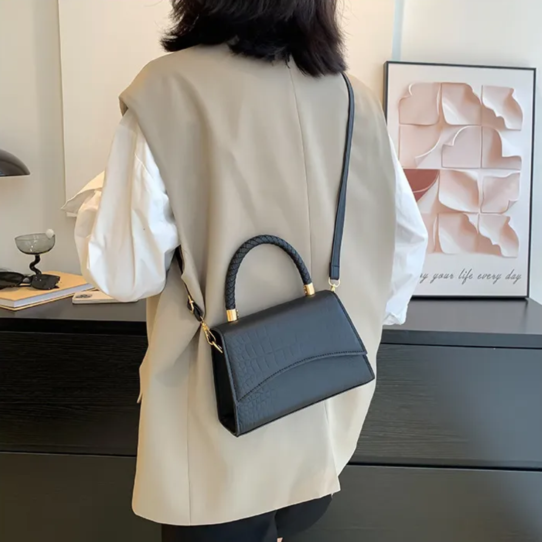 Women's Leather Crossbody Midi Bag – Elegant Everyday Shoulder Handbag