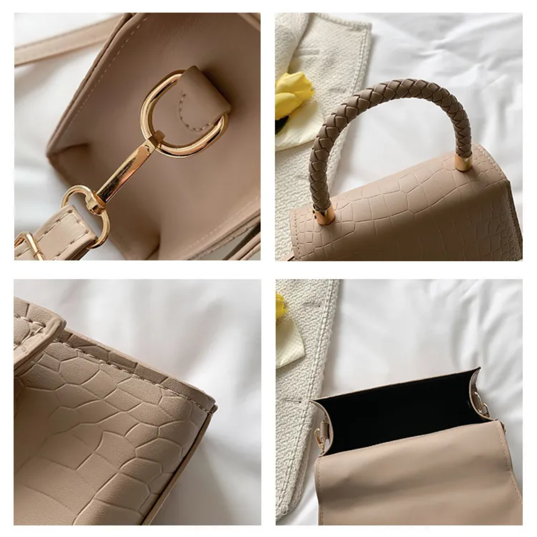 Women's Leather Crossbody Midi Bag – Elegant Everyday Shoulder Handbag