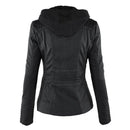 Womens Weatherproof Leather Jacket With Hood – Waterproof Stylish Coat