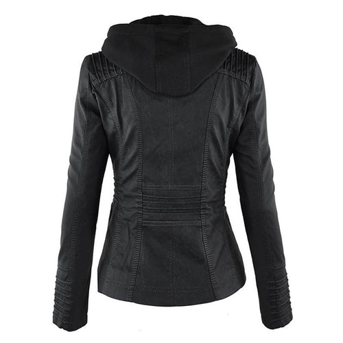 Womens Weatherproof Leather Jacket With Hood – Waterproof Stylish Coat