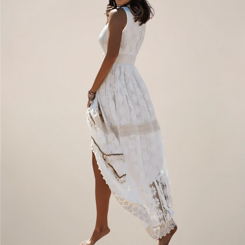 Bohemian Maxi Dress – Empire Waist, V-Neck, Sleeveless